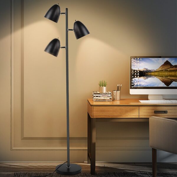 Depuley Modern Floor Lamp 3-Light Reading Light Adjustable Metal Heads Brass Tall LED for Bedroom Office E26 Bulbs Include Black - Image 6