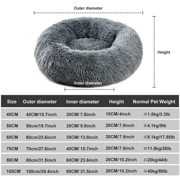 Round Dog Bed Cushion Soft Plush Cat Beds for Dog Cat Winter Warm Sleeping - Image 6