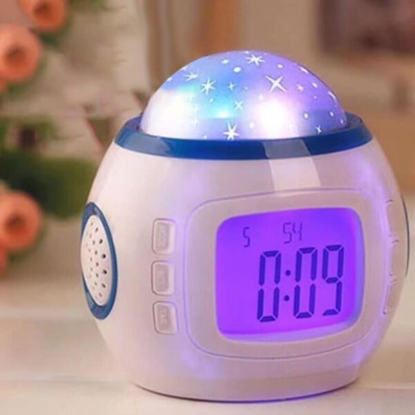 Led Alarm Clock Projection Night Light Calendar Music Starry Star Sky - Image 3