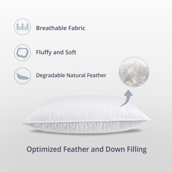 Deodar Luxury Quilted Goose Feather Down Filled Neck Pillow 100% Cotton Skin-Friendly Breathable Fabric Pillow Core - Image 7