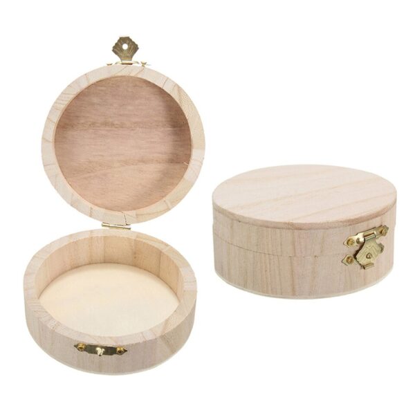 Round Wooden Box 1 Pcs Storage Case Packing Storage - Image 3