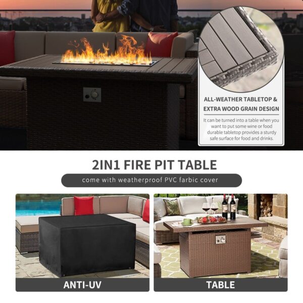 Outdoor Sectional Sofa Set With Fire Pit - Image 6