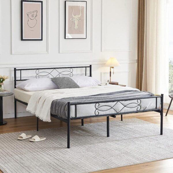 Full Size Bed Frame Metal Platform/Mattress Foundation with headboard Footboard/Steel Slat - Image 4