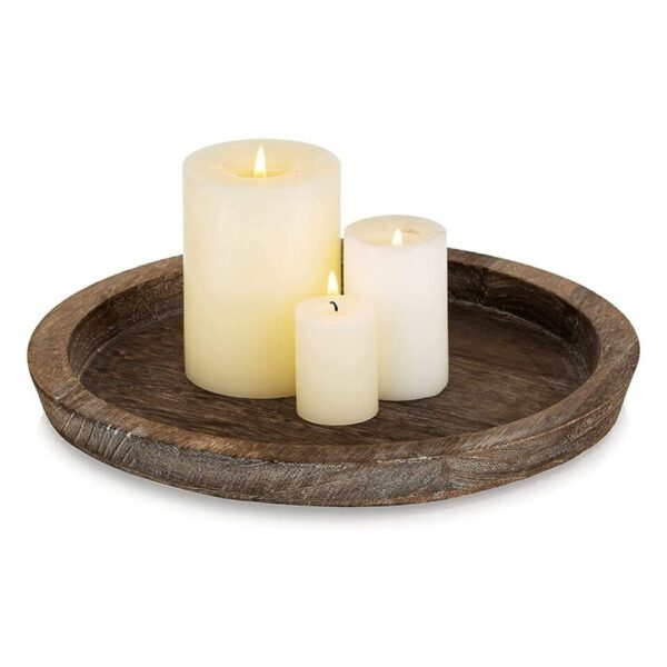 Rustic Wooden Tray Candle Holder Multi-purpose Tray Lightweight - Image 2