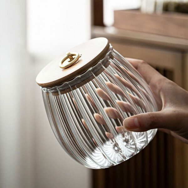 Kitchen Glass Canister Clear Glass Apothecary Jars With Lid - Image 2