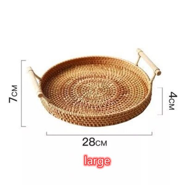 Hand-woven Rattan Wicker Basket Fruit Tea Snack Bread  Cosmetic Rectangular Storage Box Household Kitchen Supplies - Image 2