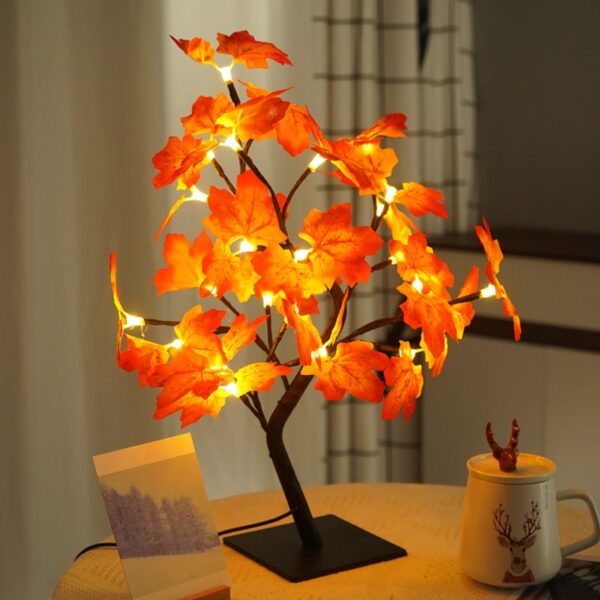 24 LED Rose Flower Tree Lights USB Table Lamp Fairy Maple Leaf Night Light - Image 13