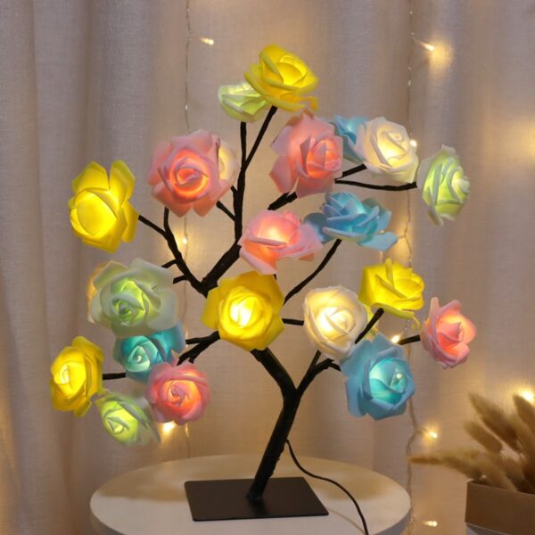 24 LED Rose Flower Tree Lights USB Table Lamp Fairy Maple Leaf Night Light - Image 2