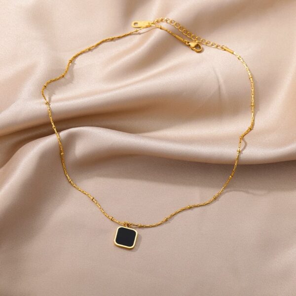 Retro Double Layer Hollow Thick Clavicle Chain Stainless Steel Necklace For Women - Image 12