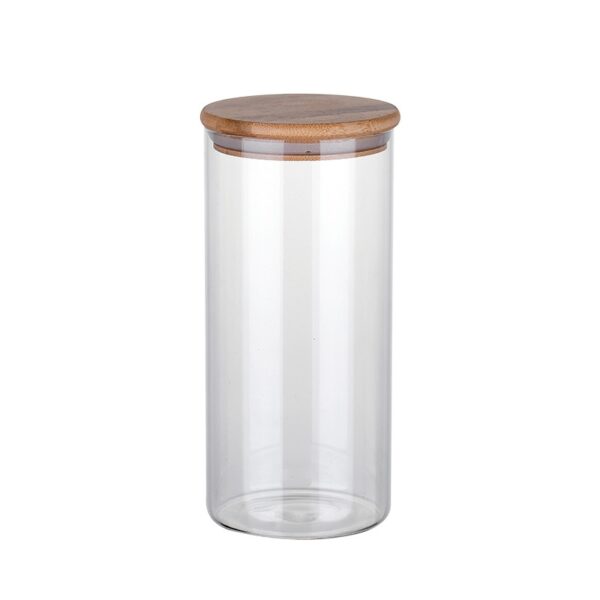 Mason Candy Jar For Spices Glass bamboo Cover - Image 2