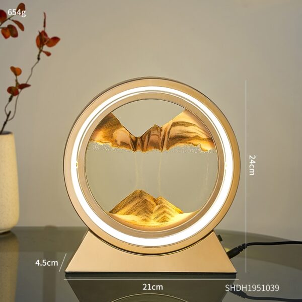 LED Light Creative Quicksand Table Lamp Moving Sand Art Picture 3D Hourglass Deep Sea Sandscape Bedroom Lamp - Image 36