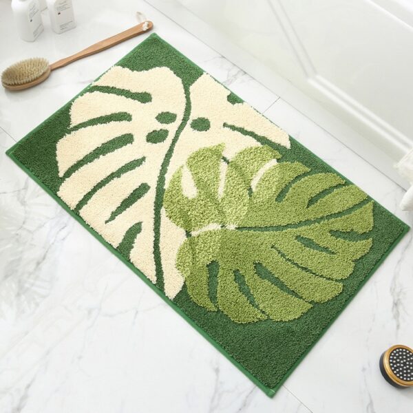 Leaves Non-Slip Bath Floor Mat Bathroom Fluffy Cashmere - Image 9