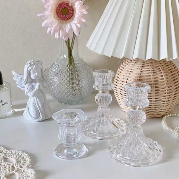 Clear Glass Candle Holders Wedding Table Centerpiece - Image 2